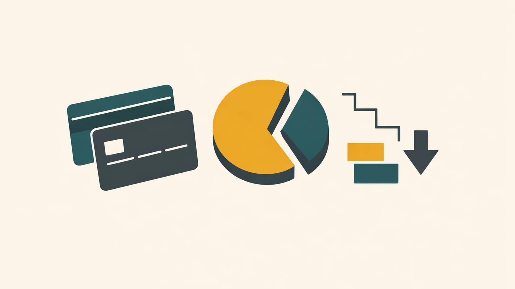 Modernist editorial illustration accompanying a guide on settling Bank of America credit card debt.